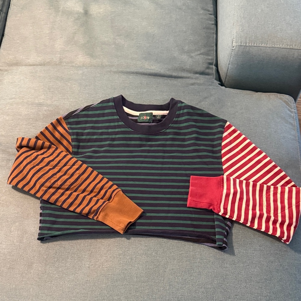 J. Crew Multicolor Striped Crop Top - Picture 1 of 4